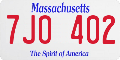 MA license plate 7JO402