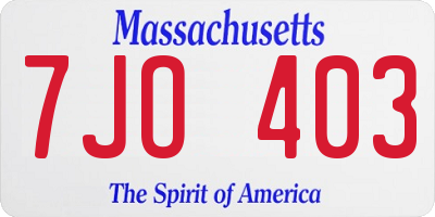 MA license plate 7JO403