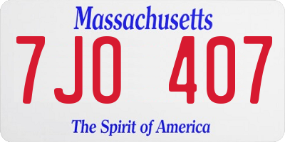 MA license plate 7JO407