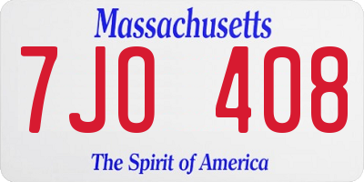 MA license plate 7JO408