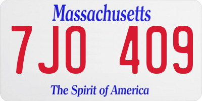 MA license plate 7JO409