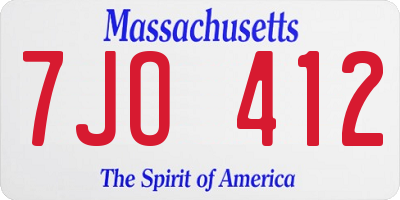 MA license plate 7JO412