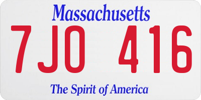 MA license plate 7JO416