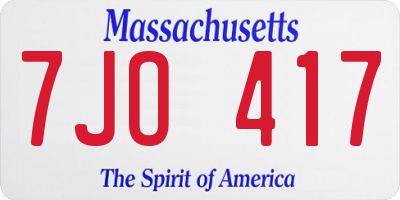 MA license plate 7JO417