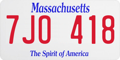 MA license plate 7JO418