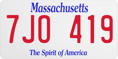 MA license plate 7JO419