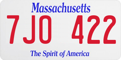 MA license plate 7JO422