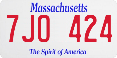 MA license plate 7JO424