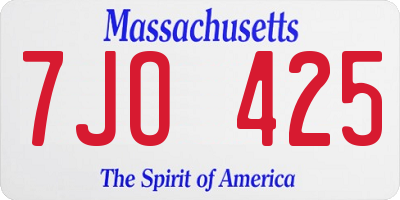 MA license plate 7JO425