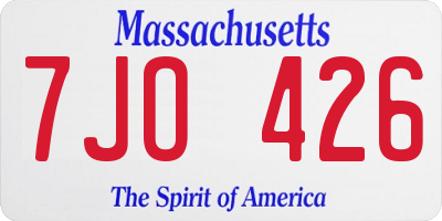 MA license plate 7JO426