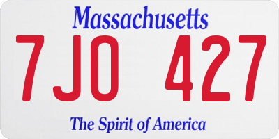 MA license plate 7JO427