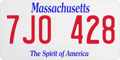 MA license plate 7JO428