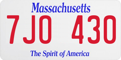 MA license plate 7JO430