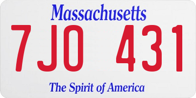 MA license plate 7JO431