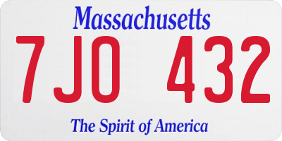 MA license plate 7JO432