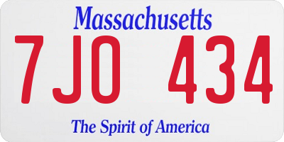 MA license plate 7JO434