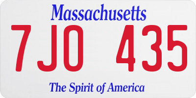 MA license plate 7JO435