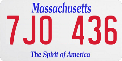 MA license plate 7JO436
