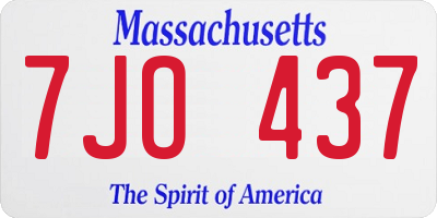 MA license plate 7JO437