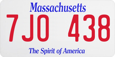 MA license plate 7JO438