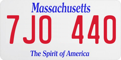 MA license plate 7JO440
