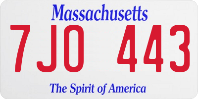 MA license plate 7JO443