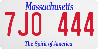 MA license plate 7JO444
