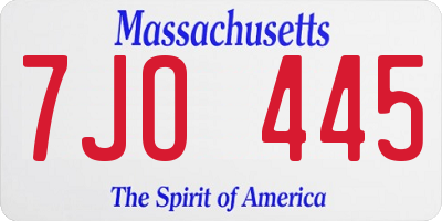 MA license plate 7JO445