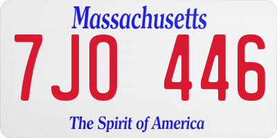 MA license plate 7JO446