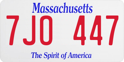 MA license plate 7JO447