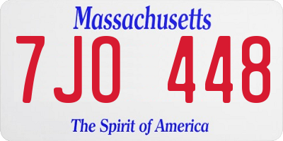 MA license plate 7JO448