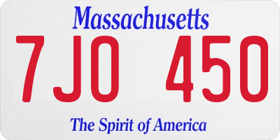 MA license plate 7JO450