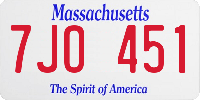 MA license plate 7JO451