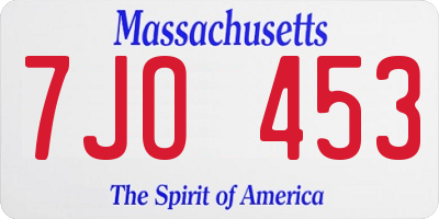 MA license plate 7JO453