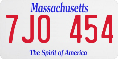 MA license plate 7JO454