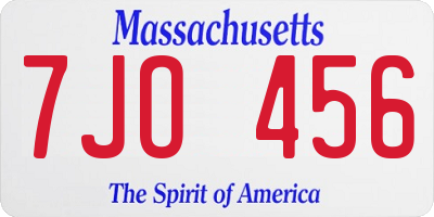MA license plate 7JO456