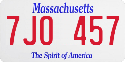 MA license plate 7JO457
