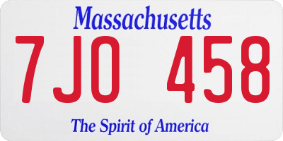 MA license plate 7JO458