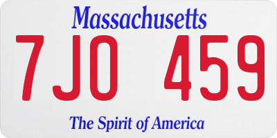 MA license plate 7JO459