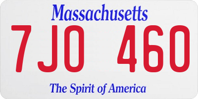 MA license plate 7JO460