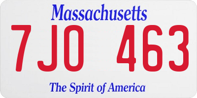 MA license plate 7JO463