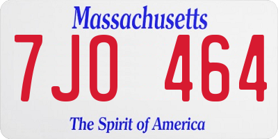 MA license plate 7JO464