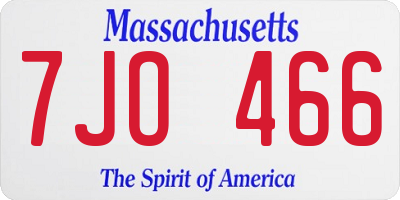 MA license plate 7JO466