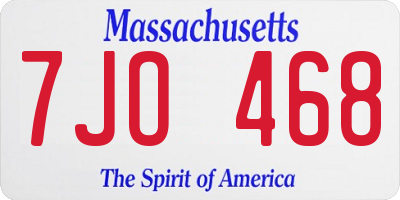MA license plate 7JO468