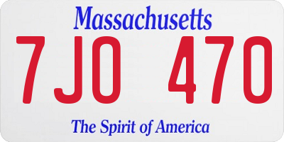 MA license plate 7JO470