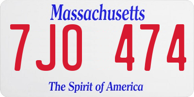 MA license plate 7JO474