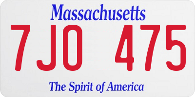 MA license plate 7JO475