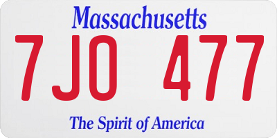 MA license plate 7JO477