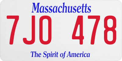 MA license plate 7JO478