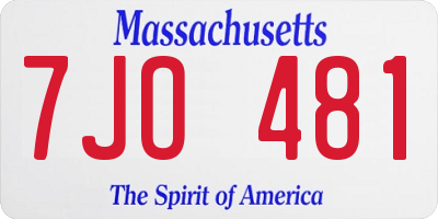 MA license plate 7JO481